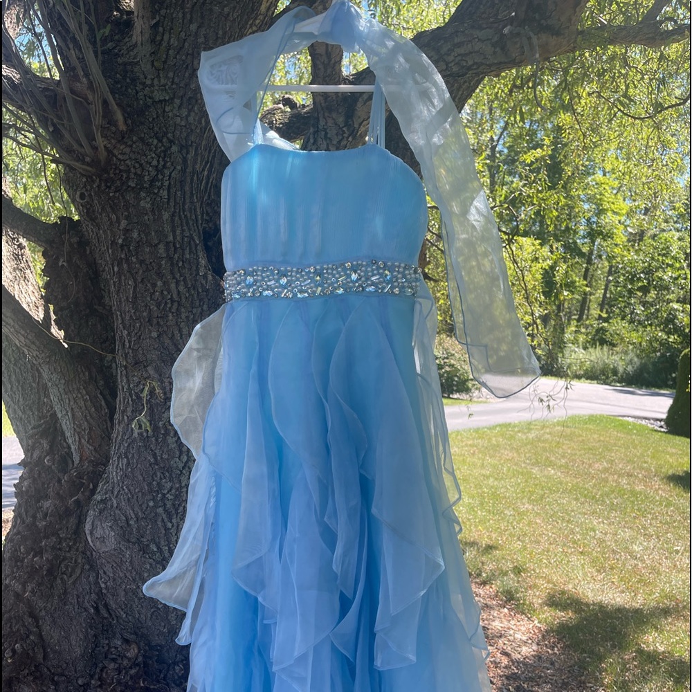 Beautiful blue gown. Only worn once. Girls size 8.